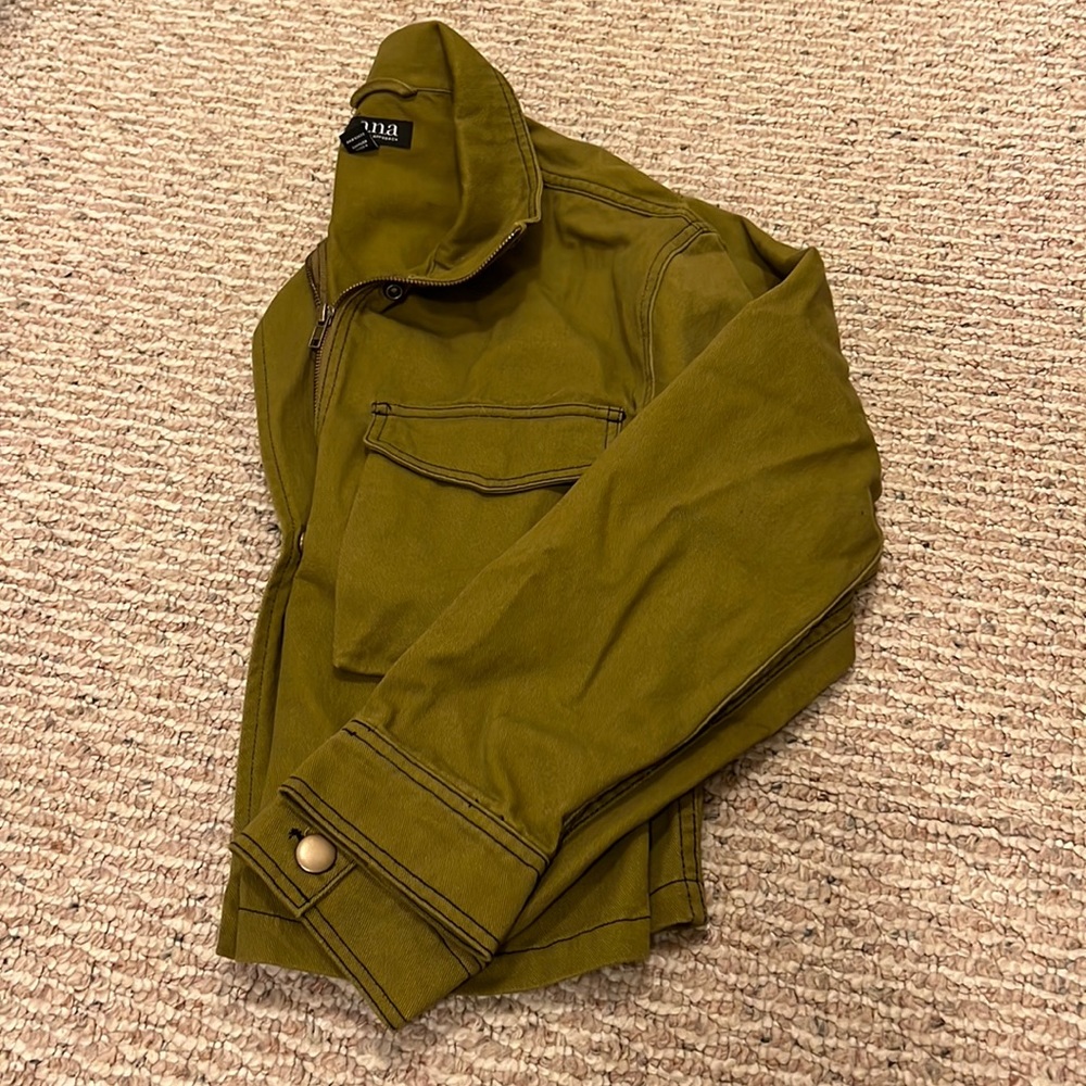 green jean jacket